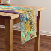 青い弓を持つ鶏、雪、復活卵 ショートテーブルランナー (インサイチュ)