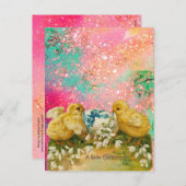 青い弓を持つ鶏、雪、復活卵 シーズンポストカード (正面/裏面)