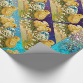 青い弓を持つ鶏、雪、復活卵 ラッピングペーパー (角)