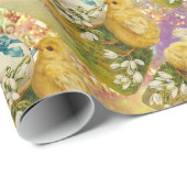 青い弓を持つ鶏、雪、復活卵 ラッピングペーパー (ロールコーナー)