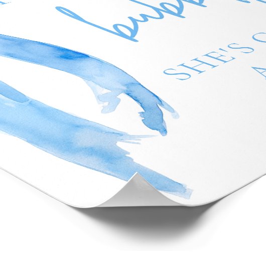 青い弓ポップ・アートの彼女がハビーのサインを得ている泡立つ ポスター (角)