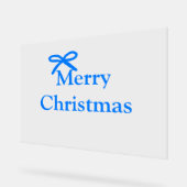 青い弓メリークリスマス家族のギフトシンプルモダー アクリルサイン (傾斜)