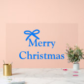 青い弓メリークリスマス家族のギフトシンプルモダー アクリルサイン (ウェディング)