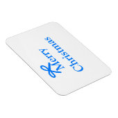 青い弓メリークリスマス家族のギフトシンプルモダー マグネット (右側)