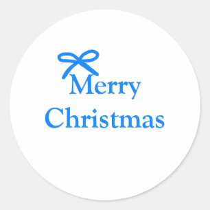 青い弓メリークリスマス家族のギフトシンプルモダー ラウンドシール