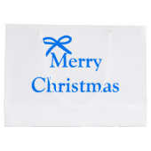 青い弓メリークリスマス家族のギフトシンプルモダー ラージペーパーバッグ (裏面)