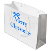 青い弓メリークリスマス家族のギフトシンプルモダー ラージペーパーバッグ (裏面アングル)