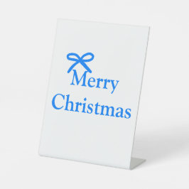 青い弓メリークリスマス家族のギフトシンプルモダー 台座サイン