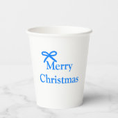 青い弓メリークリスマス家族のギフトシンプルモダー 紙コップ (裏面)