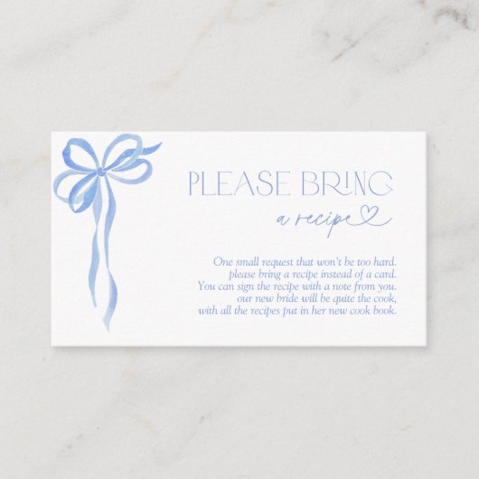 青い弓囲いレシピカードを持って来て エンクロージャーカード (正面)