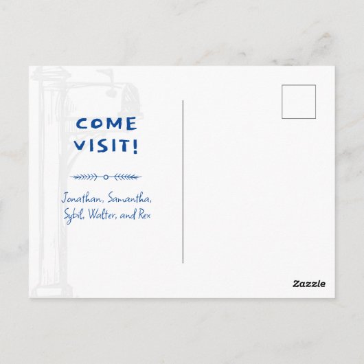 青い引っ越しました動揺してメールボックス移動 ポストカード (裏面)