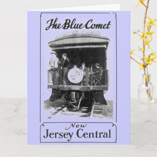 青い彗星の列車の大きい挨拶状 カード (黄色い花)