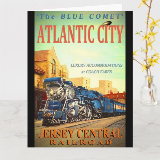 青い彗星の列車の大きい挨拶状 カード (黄色い花)