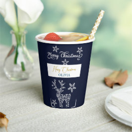 青い彫りクリスマスオーナメント 紙コップ
