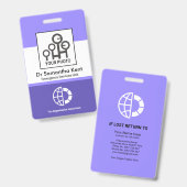 青い影の列写真の従業員の医療ID バッジ (正面＆裏面)