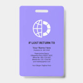 青い影の列写真の従業員の医療ID バッジ (裏面)