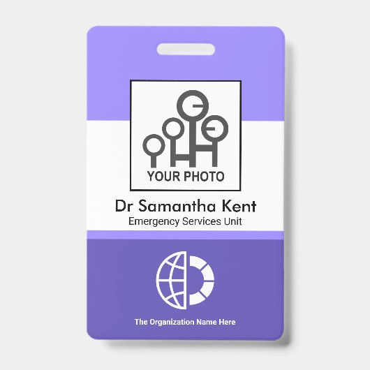 青い影の列写真の従業員の医療ID バッジ (正面)