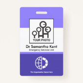 青い影の列写真の従業員の医療ID バッジ (正面)