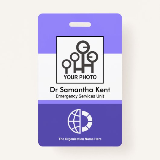 青い影の列写真の従業員の医療ID バッジ (正面)