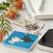 青い影の犬 キーホルダー (正面右)