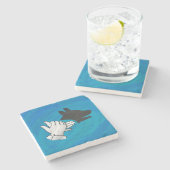 青い影の犬 ストーンコースター (横)