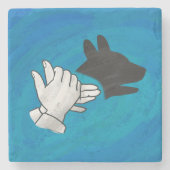 青い影の犬 ストーンコースター (正面)