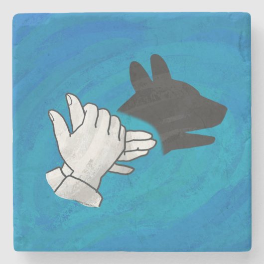 青い影の犬 ストーンコースター (正面)