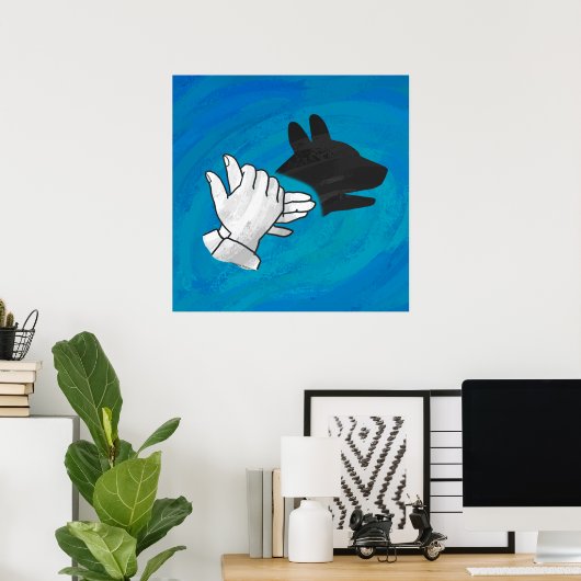 青い影の犬 ポスター (ホームオフィス)