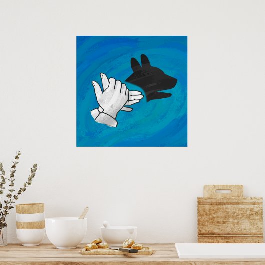 青い影の犬 ポスター (キッチン)