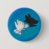 青い影の犬 缶バッジ (正面)