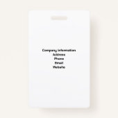 青い従業員の写真セキュリティバッジ – 垂直 バッジ (裏面)