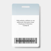 青い従業員の写真バーコードロゴ名のグラデーション バッジ (裏面)
