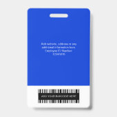 青い従業員の写真IDカード、バーコード、ロゴ、名前 バッジ (裏面)