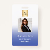 青い従業員の写真ID会社のセキュリティ バッジ (正面)