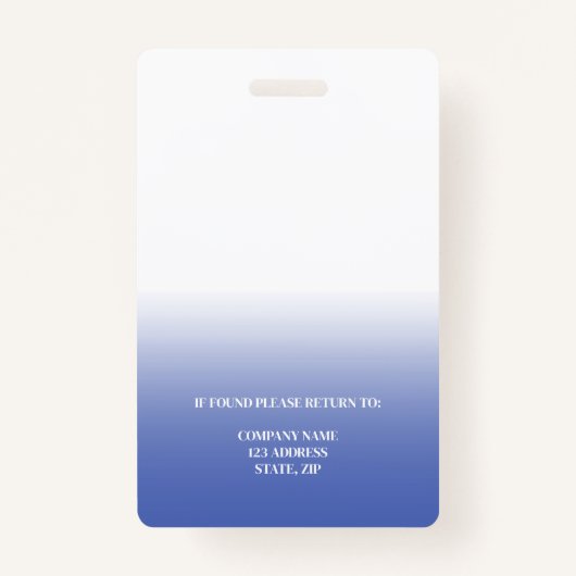 青い従業員の写真ID会社のセキュリティ バッジ (裏面)