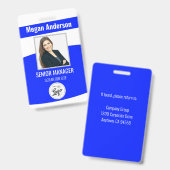 青い従業員の写真ID バッジ (Front & Back)