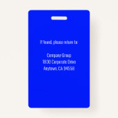 青い従業員の写真ID バッジ (裏面)