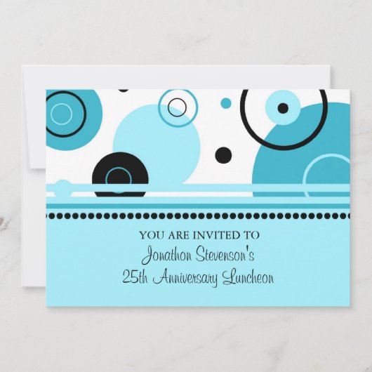 青い従業員記念日の昼食会の招待状 招待状 (正面)