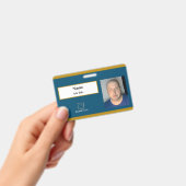 青い従業員IDバッジ バッジ (手持ち)