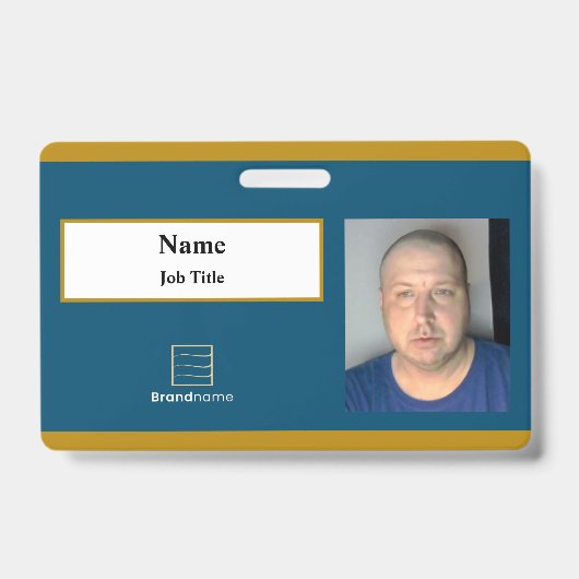 青い従業員IDバッジ バッジ (正面)