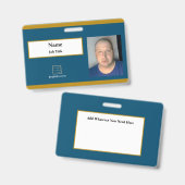 青い従業員IDバッジ バッジ (正面＆裏面)