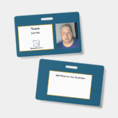 青い従業員IDバッジ バッジ (正面＆裏面)