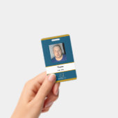 青い従業員IDバッジ バッジ (手持ち)