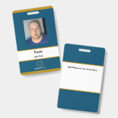 青い従業員IDバッジ バッジ (正面＆裏面)