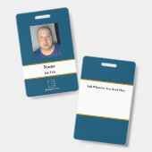 青い従業員IDバッジ バッジ (Front & Back)