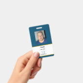 青い従業員IDバッジ バッジ (手持ち)