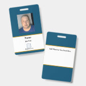 青い従業員IDバッジ バッジ (正面＆裏面)