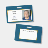 青い従業員IDバッジ バッジ (Front & Back)