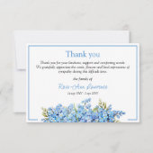 青い忘れフローラの花葬儀 サンキューカード (正面)
