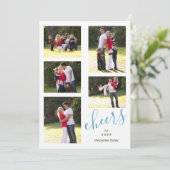 青い応援から新年2018写真コラージュトレンディー シーズンカード (スタンド正面)